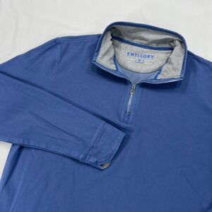 Twillory 1/4 Zip Tailored Fit Sweater Mens Medium Blue Pullover Performance Golf